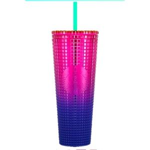 Starbucks Summer 2022 pink to purple gradient grid Tumbler
